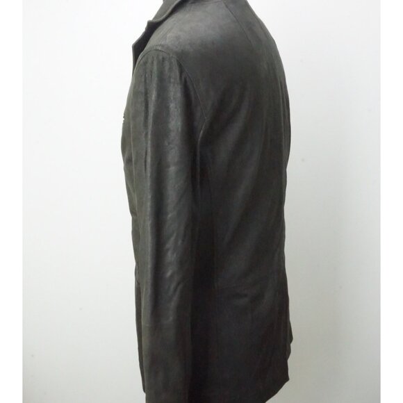 John Varvatos Triple Needle Stitching Cracked Goat Leather Brown Jacket M NEW - Picture 2 of 8